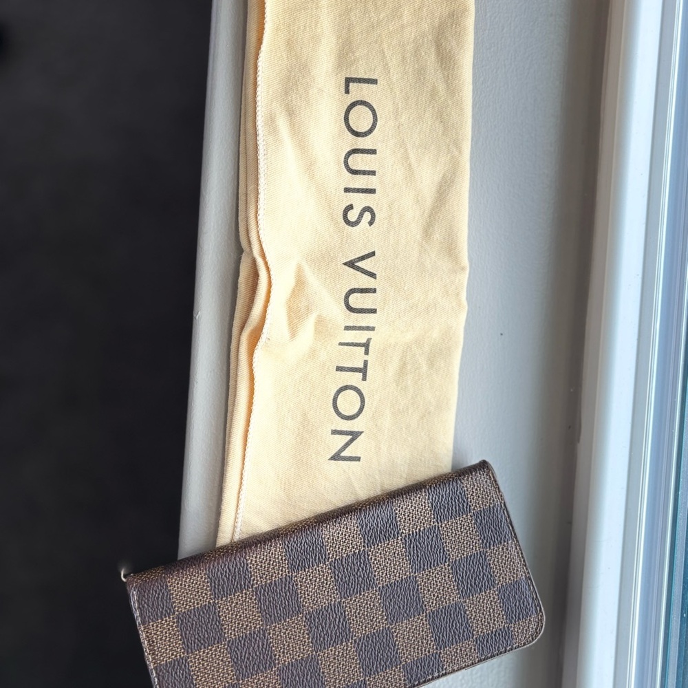Louis Vuitton Brown & Tan Checkered Clutch IPhone 13